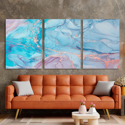 Modular powder-blue abstract Multi Panel Canvas Wall Art Print