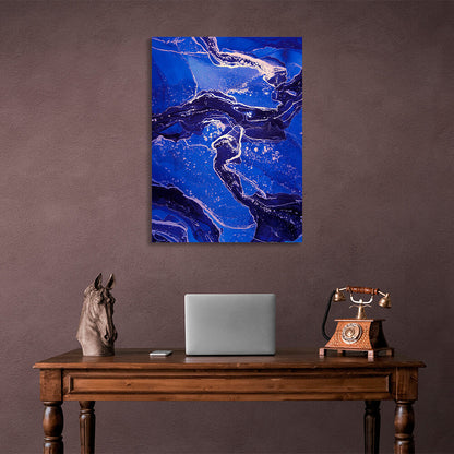 Dark blue and blue tones Abstraction Canvas Wall Art Print