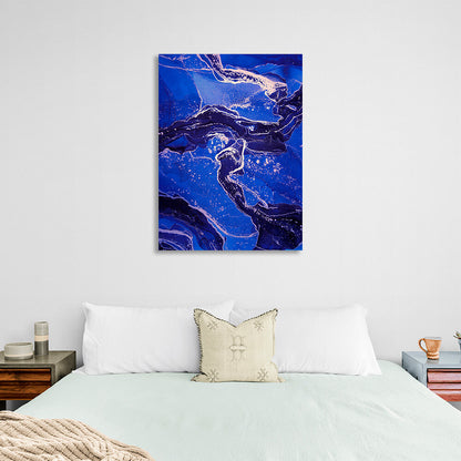 Dark blue and blue tones Abstraction Canvas Wall Art Print