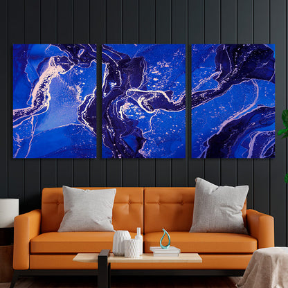 Modular navy blue abstract Multi Panel Canvas Wall Art Print