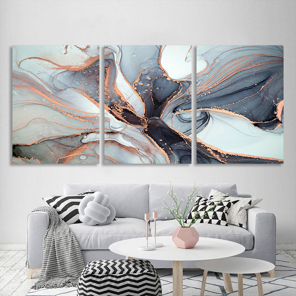 Modular powder gray abstract Multi Panel Canvas Wall Art Print