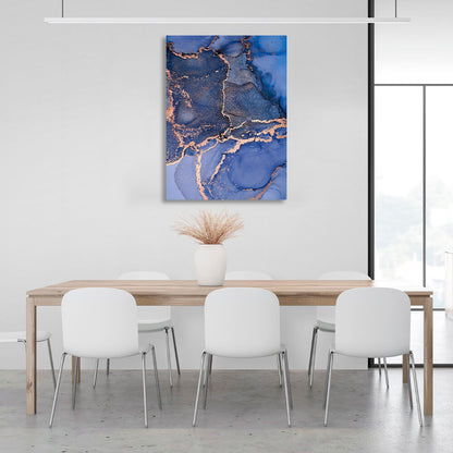 Blue with gold Abstraction Canvas Wall Art Print