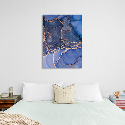 Blue with gold Abstraction Canvas Wall Art Print