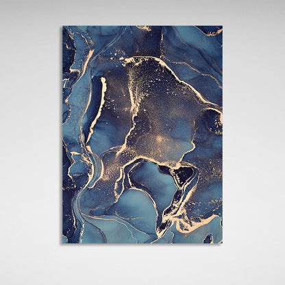 Blue-gold Abstraction Canvas Wall Art Print