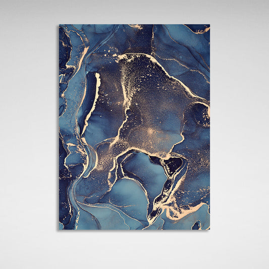 Blue-gold Abstraction Canvas Wall Art Print