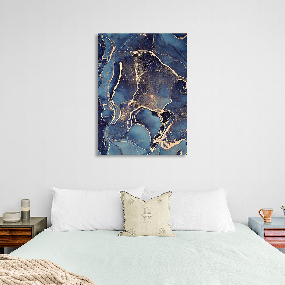 Blue-gold Abstraction Canvas Wall Art Print