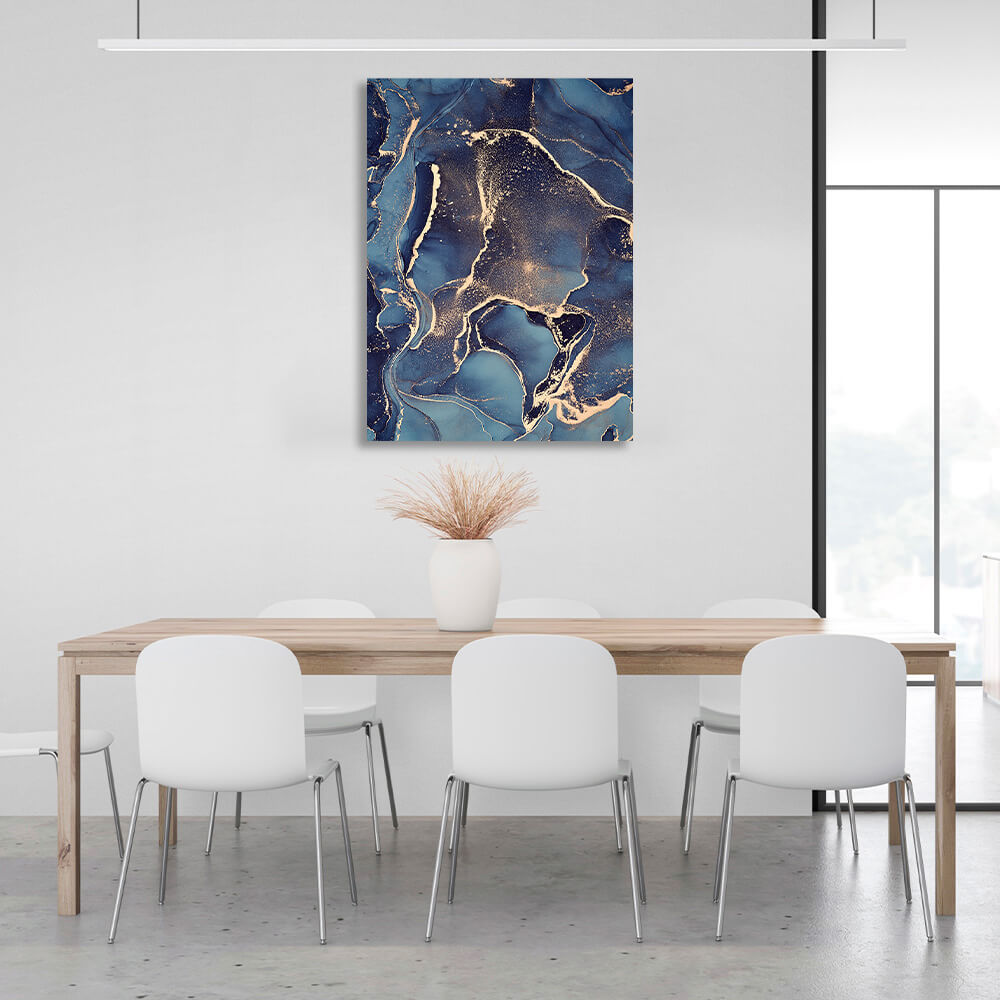 Blue-gold Abstraction Canvas Wall Art Print