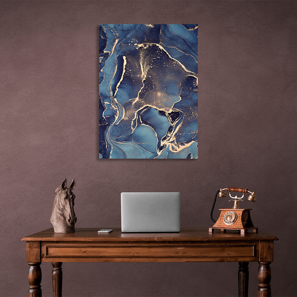 Blue-gold Abstraction Canvas Wall Art Print