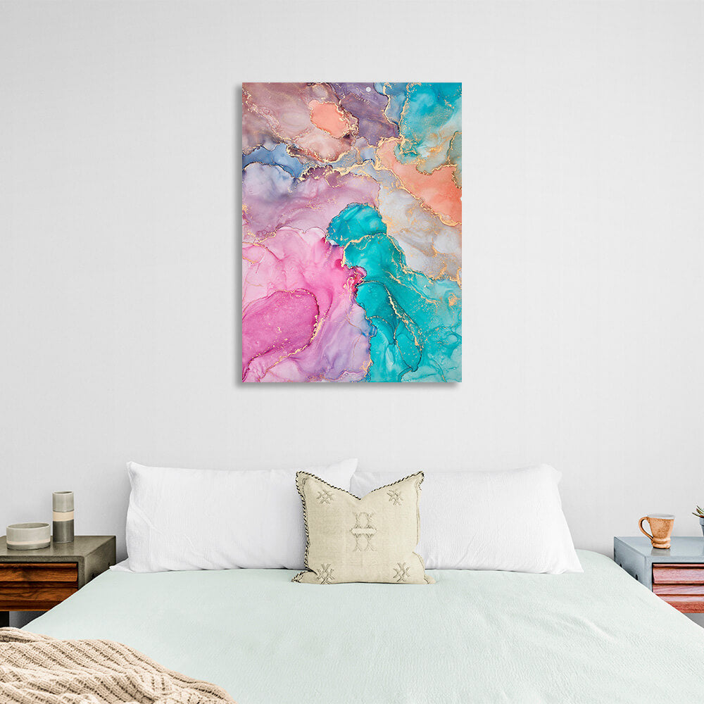 Colorful abstract with gold Abstraction Canvas Wall Art Print