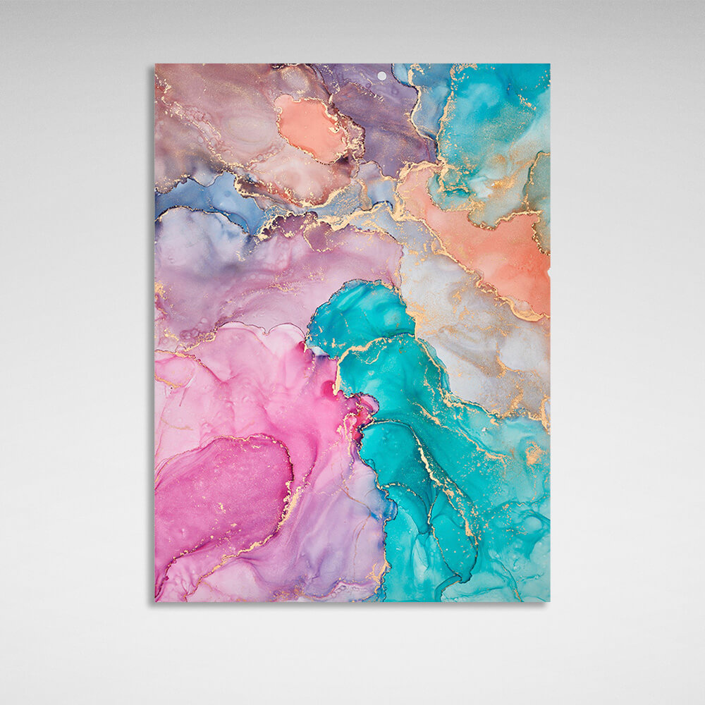 Colorful abstract with gold Abstraction Canvas Wall Art Print