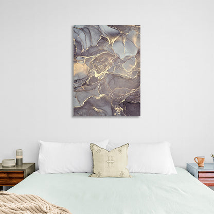 Abstract gray tones with gold Abstraction Canvas Wall Art Print