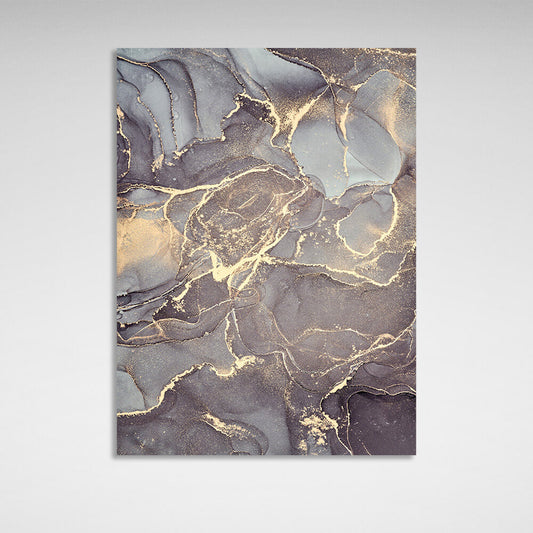 Abstract gray tones with gold Abstraction Canvas Wall Art Print