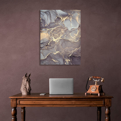 Abstract gray tones with gold Abstraction Canvas Wall Art Print