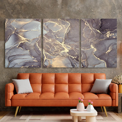 Modular gray abstract with gold elements Multi Panel Canvas Wall Art Print