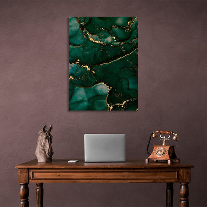 Green and gold Abstraction Canvas Wall Art Print