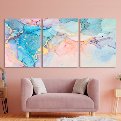 Modular powdery turquoise abstract Multi Panel Canvas Wall Art Print