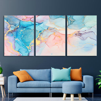 Modular powdery turquoise abstract Multi Panel Canvas Wall Art Print