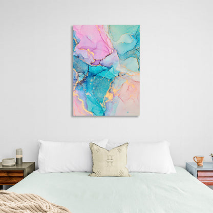 Gently turquoise with pink tones Abstraction Canvas Wall Art Print