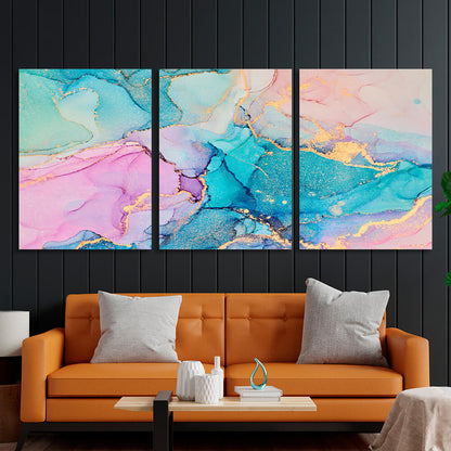 Modular turquoise-powder abstract Multi Panel Canvas Wall Art Print