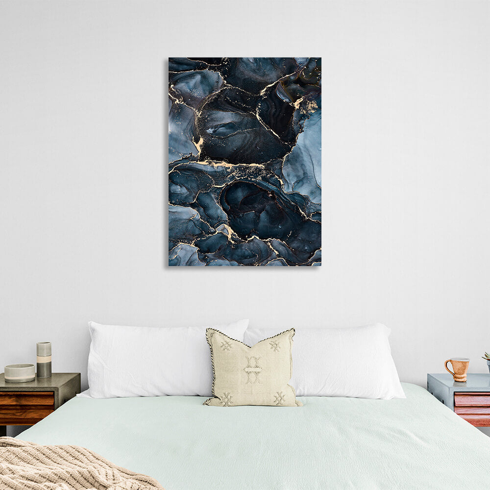 Dark blue and gray Abstraction Canvas Wall Art Print