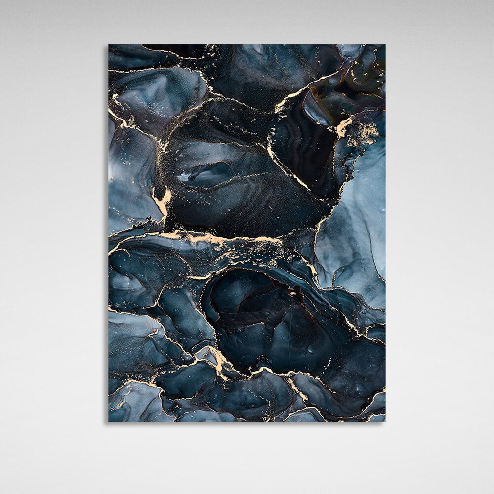 Dark blue and gray Abstraction Canvas Wall Art Print