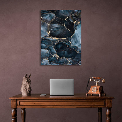 Dark blue and gray Abstraction Canvas Wall Art Print