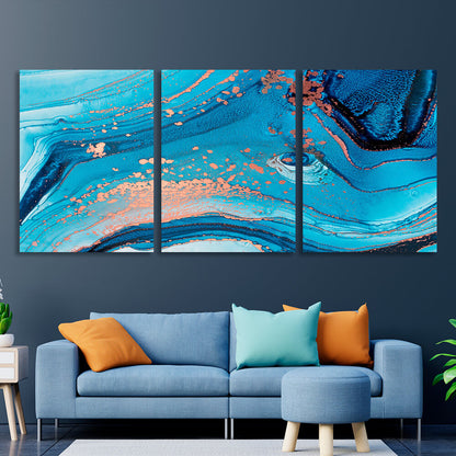 Modular abstraction in powder-blue shades Multi Panel Canvas Wall Art Print