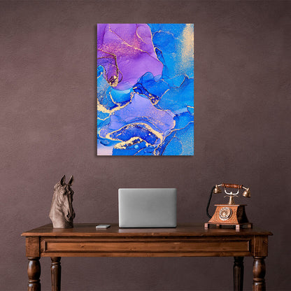 Bright blue with pink and purple elements Abstraction Canvas Wall Art Print