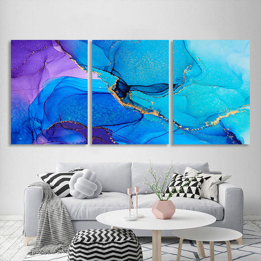 Modular abstract turquoise Multi Panel Canvas Wall Art Print