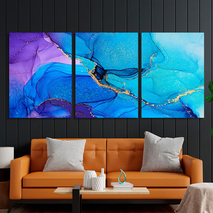 Modular abstract turquoise Multi Panel Canvas Wall Art Print