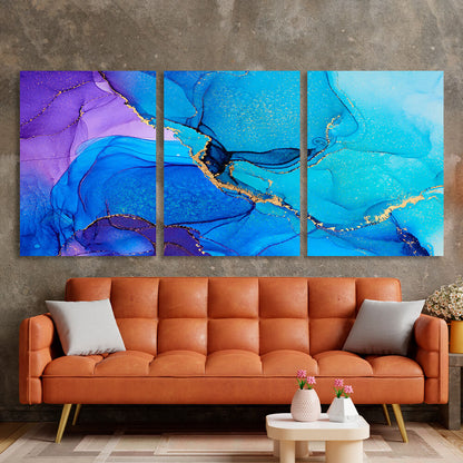 Modular abstract turquoise Multi Panel Canvas Wall Art Print