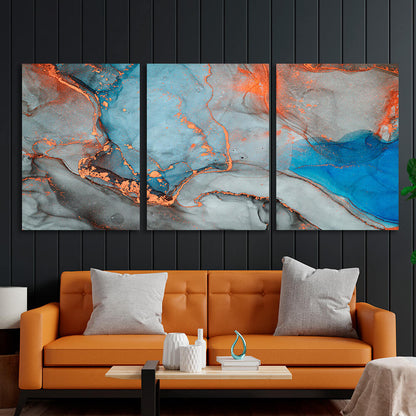 Modular gray abstract with orange elements Multi Panel Canvas Wall Art Print