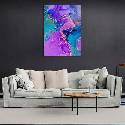 Lavender turquoise Abstraction Canvas Wall Art Print