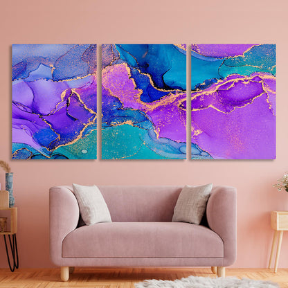 Modular lavender-blue abstract Multi Panel Canvas Wall Art Print