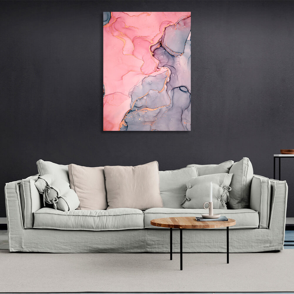 Powder pink with gray Abstraction Canvas Wall Art Print