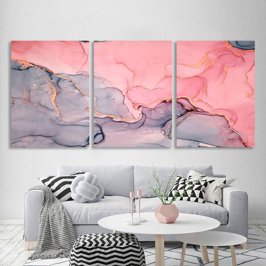 Modular abstract gray and pink Multi Panel Canvas Wall Art Print