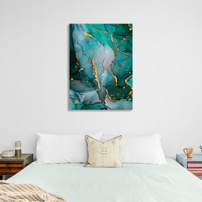 Green-gold Abstraction Canvas Wall Art Print