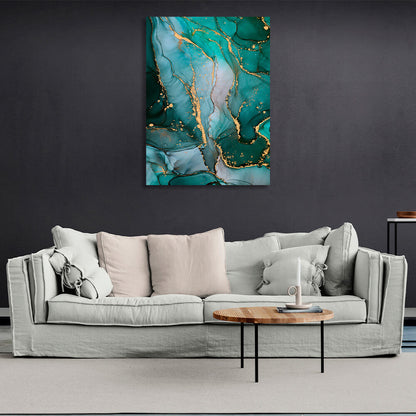 Green-gold Abstraction Canvas Wall Art Print