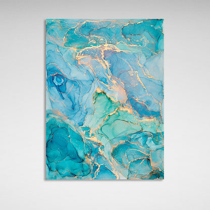 Turquoise-gold Abstraction Canvas Wall Art Print