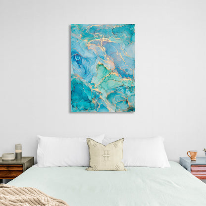 Turquoise-gold Abstraction Canvas Wall Art Print