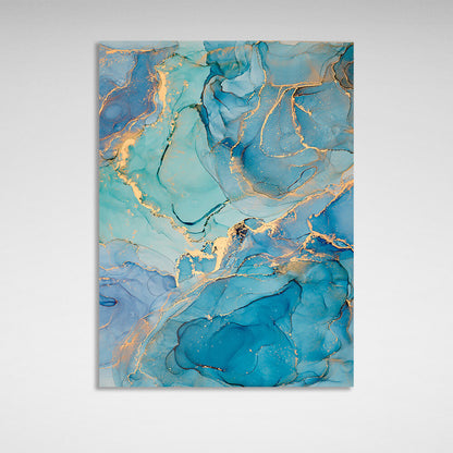 Turquoise abstract with gold elements Abstraction Canvas Wall Art Print