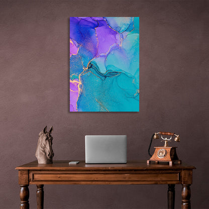 Blue and lavender tones with turquoise elements Abstraction Canvas Wall Art Print