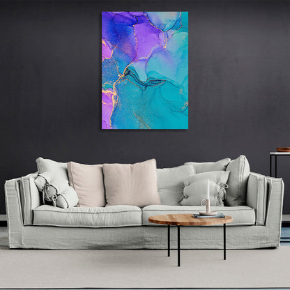 Blue and lavender tones with turquoise elements Abstraction Canvas Wall Art Print