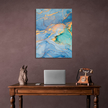 Gold and blue Abstraction Canvas Wall Art Print