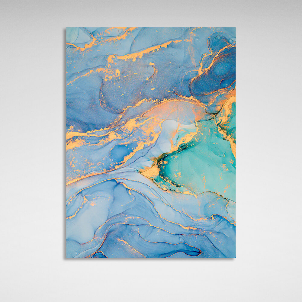 Gold and blue Abstraction Canvas Wall Art Print