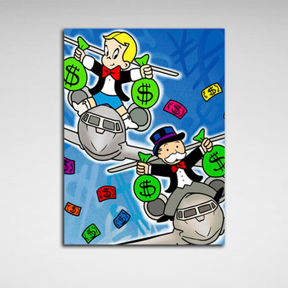 Monopoly Money planes Canvas Wall Art Print