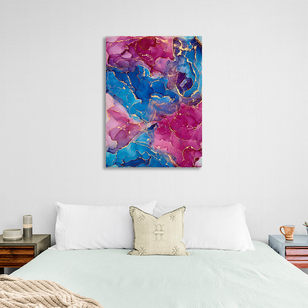 Pink and blue Abstraction Canvas Wall Art Print