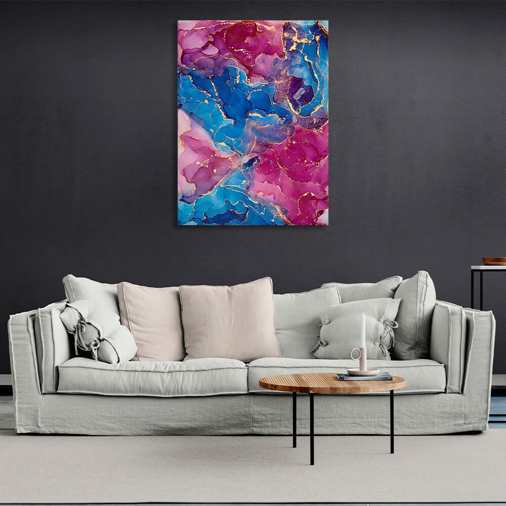 Pink and blue Abstraction Canvas Wall Art Print