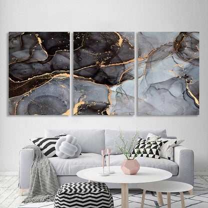 Modular gray-and-black abstract Multi Panel Canvas Wall Art Print