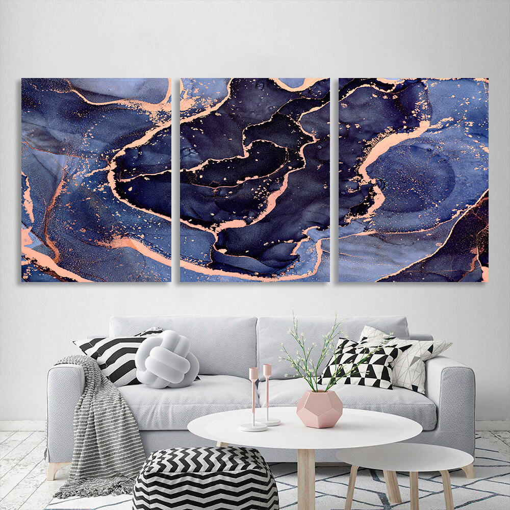 Modular abstract in blue and purple colors Multi Panel Canvas Wall Art Print